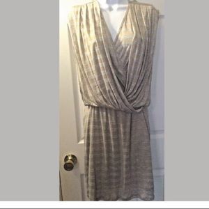 Robert Rodriguez Draped Dropped Waist Strip Dress
